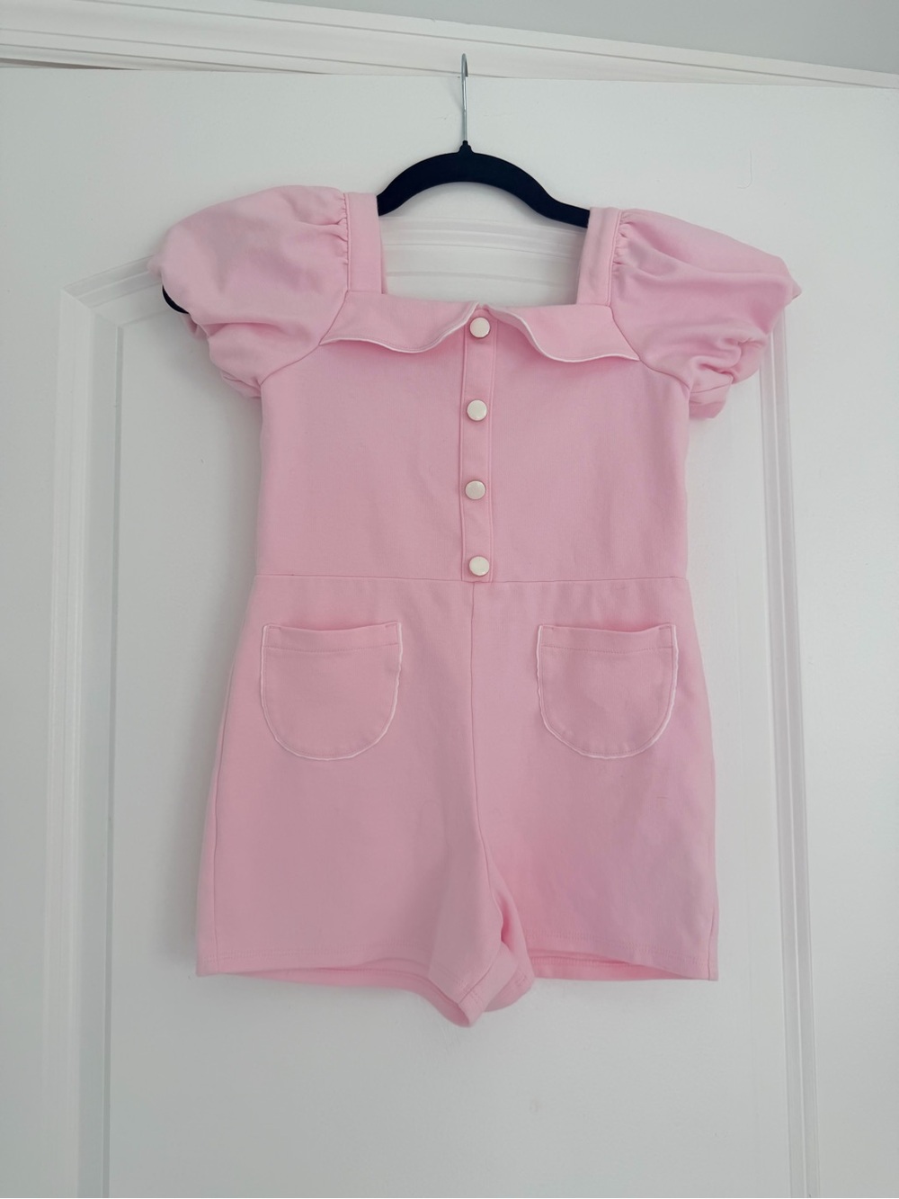 Janie and Jack Light Pink Puff-Sleeve Romper